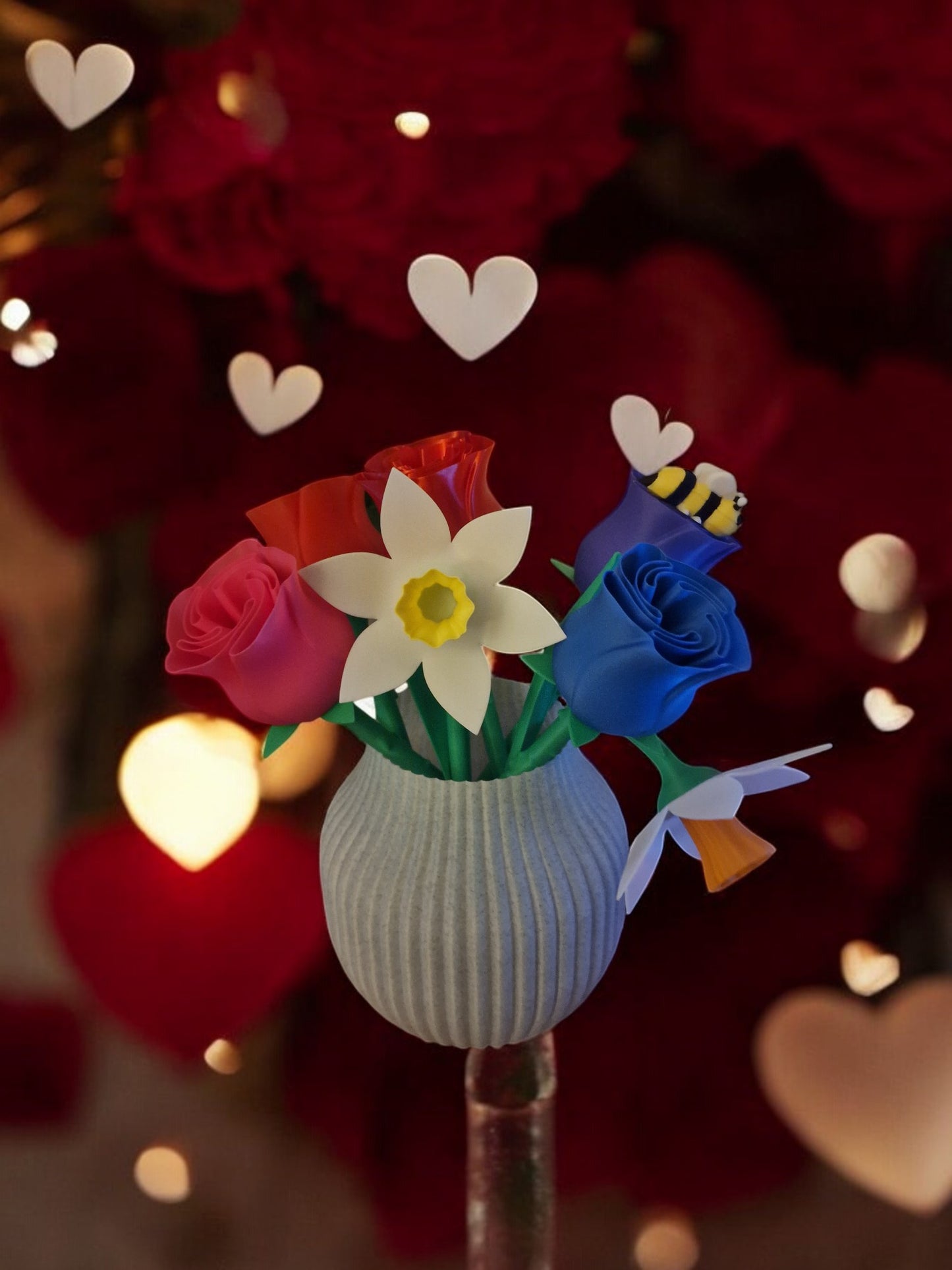 Valentines/ Mother's Day Flowers and Vase