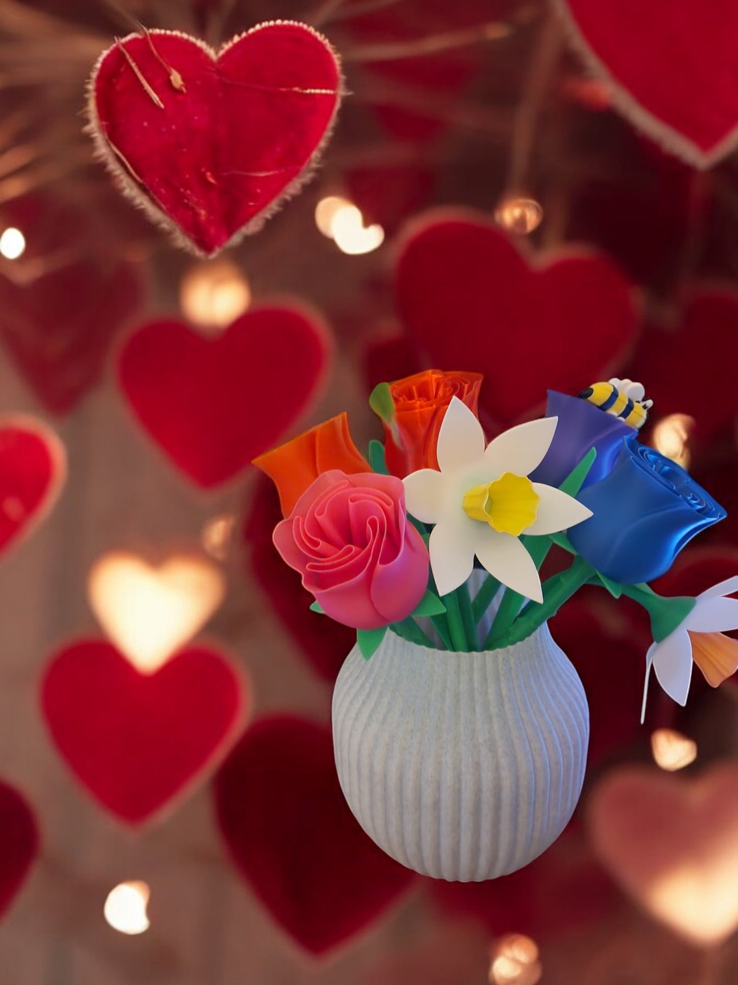 Valentines/ Mother's Day Flowers and Vase