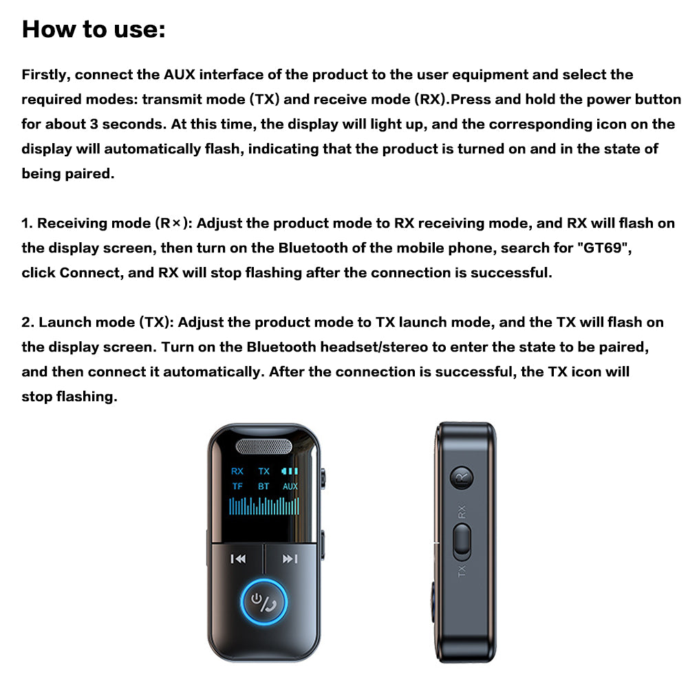 Bluetooth Audio Adapter Wireless Receiver Transmitter MP3 Player 3.5mm Aux for TV Car Headphones HiFi Speaker