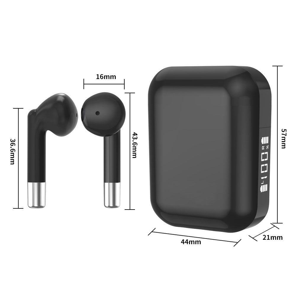 Wireless Bluetooth 5.3 In-Ear Earphones Battery LED Display for iPhone Samsung Android Phones - White