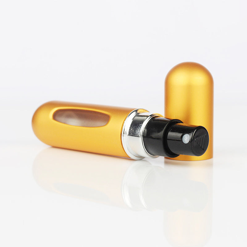 5ml Portable Mini Refillable Perfume Bottle Spray Round Tube Pump Empty Cosmetic Container Atomizer Scent Bottle for Travel - Gold