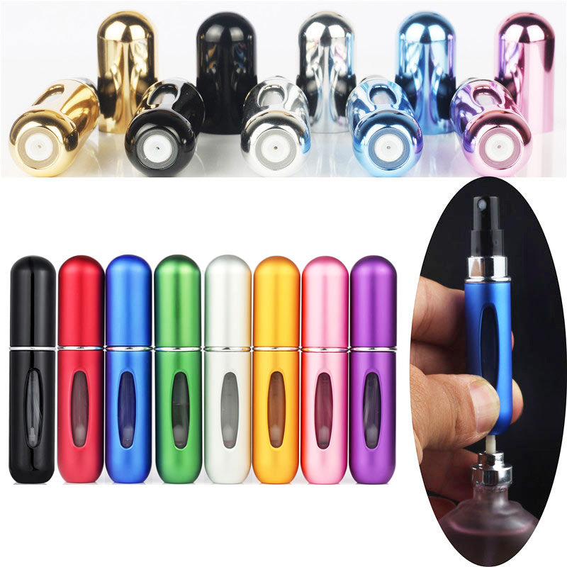 5ml Portable Mini Refillable Perfume Bottle Spray Round Tube Pump Empty Cosmetic Container Atomizer Scent Bottle for Travel - Gold