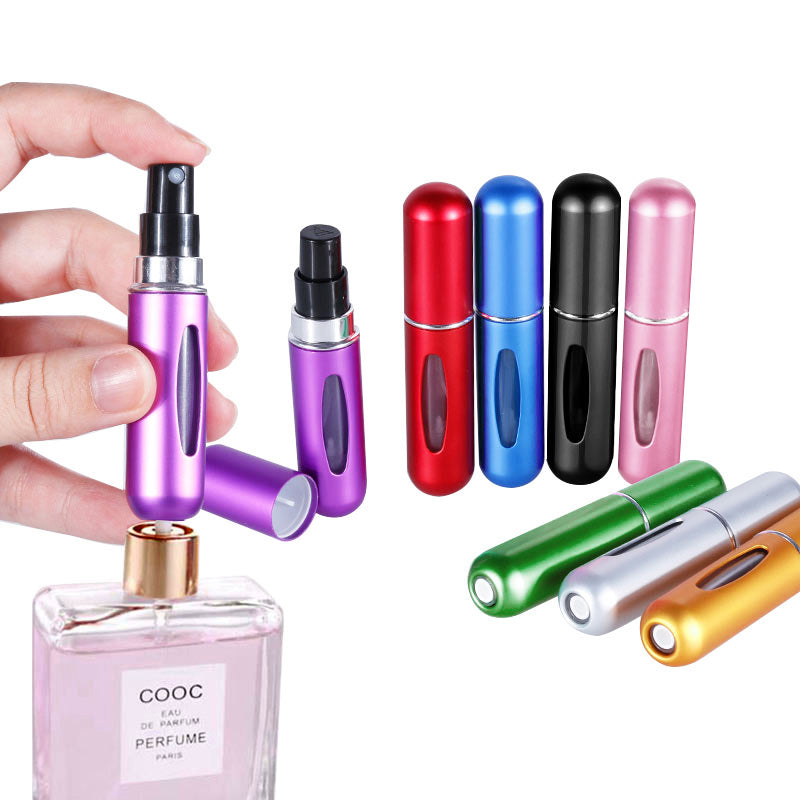 5ml Portable Mini Refillable Perfume Bottle Spray Round Tube Pump Empty Cosmetic Container Atomizer Scent Bottle for Travel - Gold
