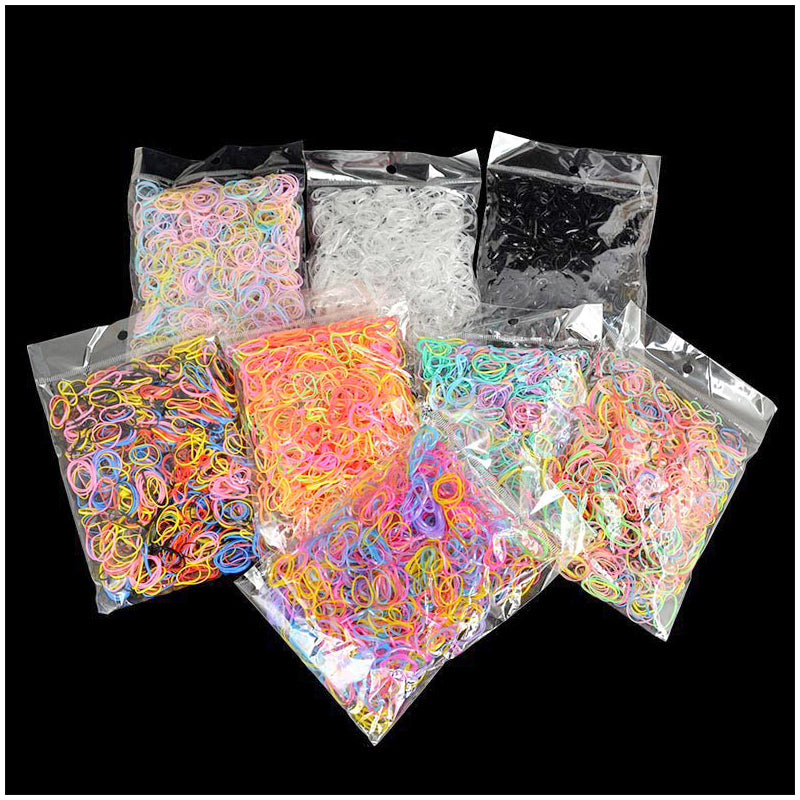 1000Pcs/Bag Disposable Elastics Hair Bands Girls TPU Rubber Ponytail Holder Band - Color 4