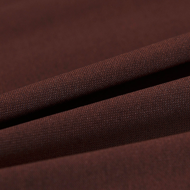 Polyester Spandex Fabric 1-Piece Stretch Slipcover for 2-Seats Sofa - Brown