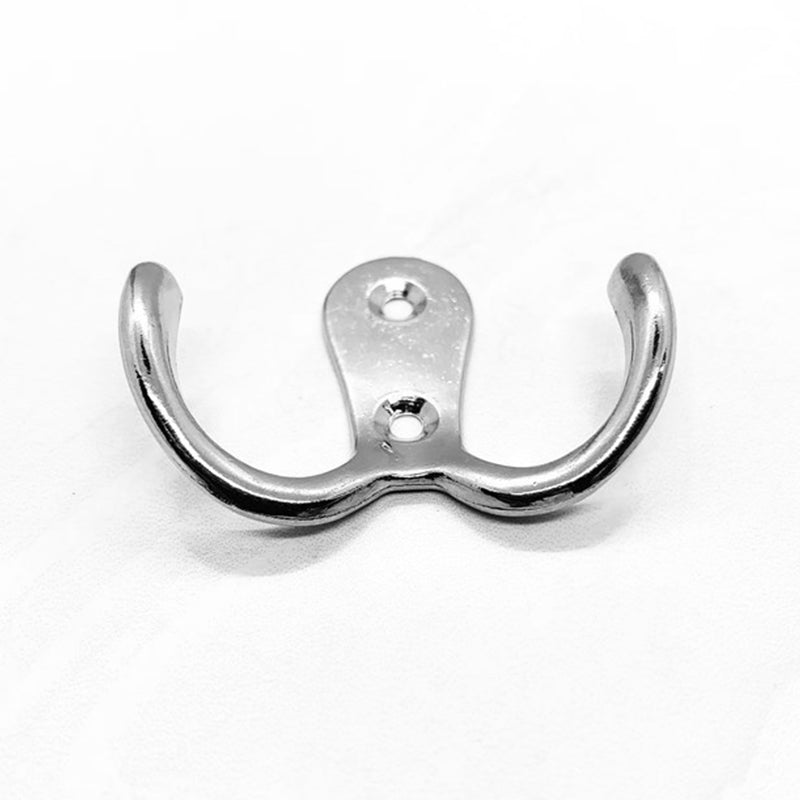 10 Pcs Double Coat Hooks Heavy Duty Metal Door Hooks with Screws - Silver