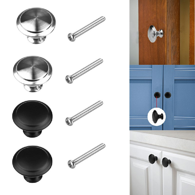 2pcs Stainless Steel Door Knobs for Cabinet Handles Cupboard Drawer Kitchen - Black