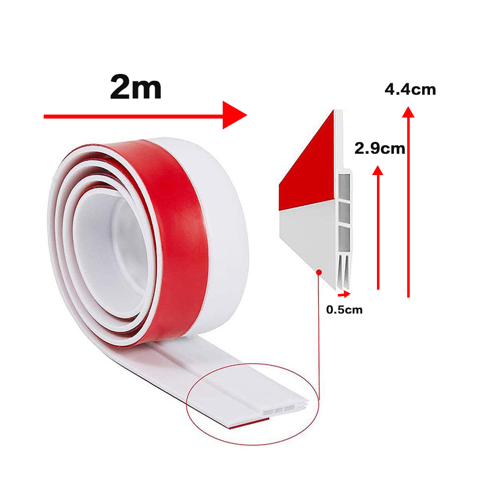 2m Draught Excluder Strong Adhesive Door Draft Stopper Soundproof Door Seal Strip for Bottom of Door - White