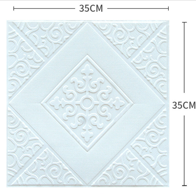 10pcs 3D Tile Brick Wall Sticker Waterproof Foam Panel Self-adhesive Wallpaper - White Pineapple Grid