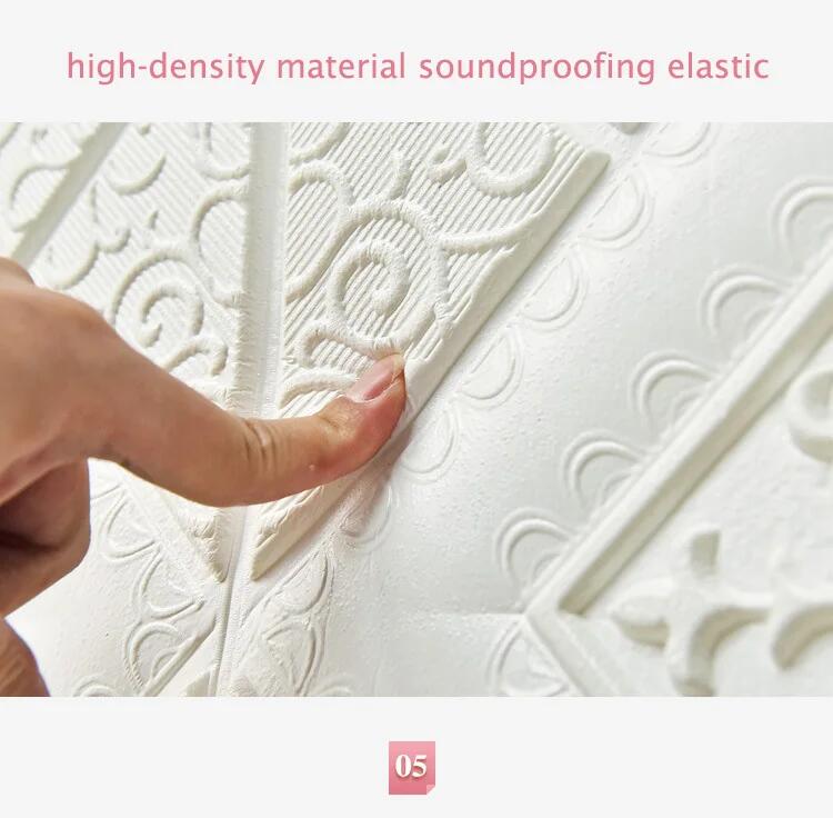 10pcs 3D Tile Brick Wall Sticker Waterproof Foam Panel Self-adhesive Wallpaper - White Pineapple Grid