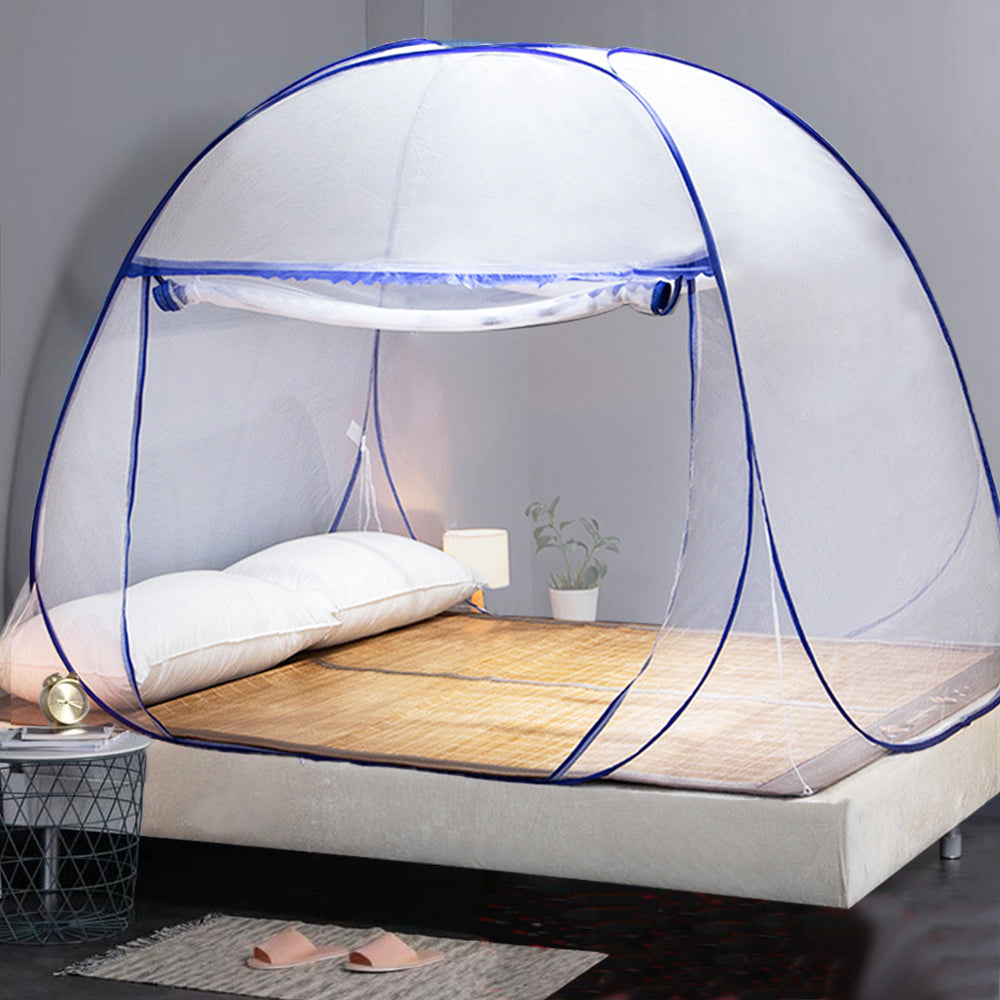 Yurt Mosquito Net Pop-Up Netting Tent Lace Cover with Single Door 100 x 190cm - Blue