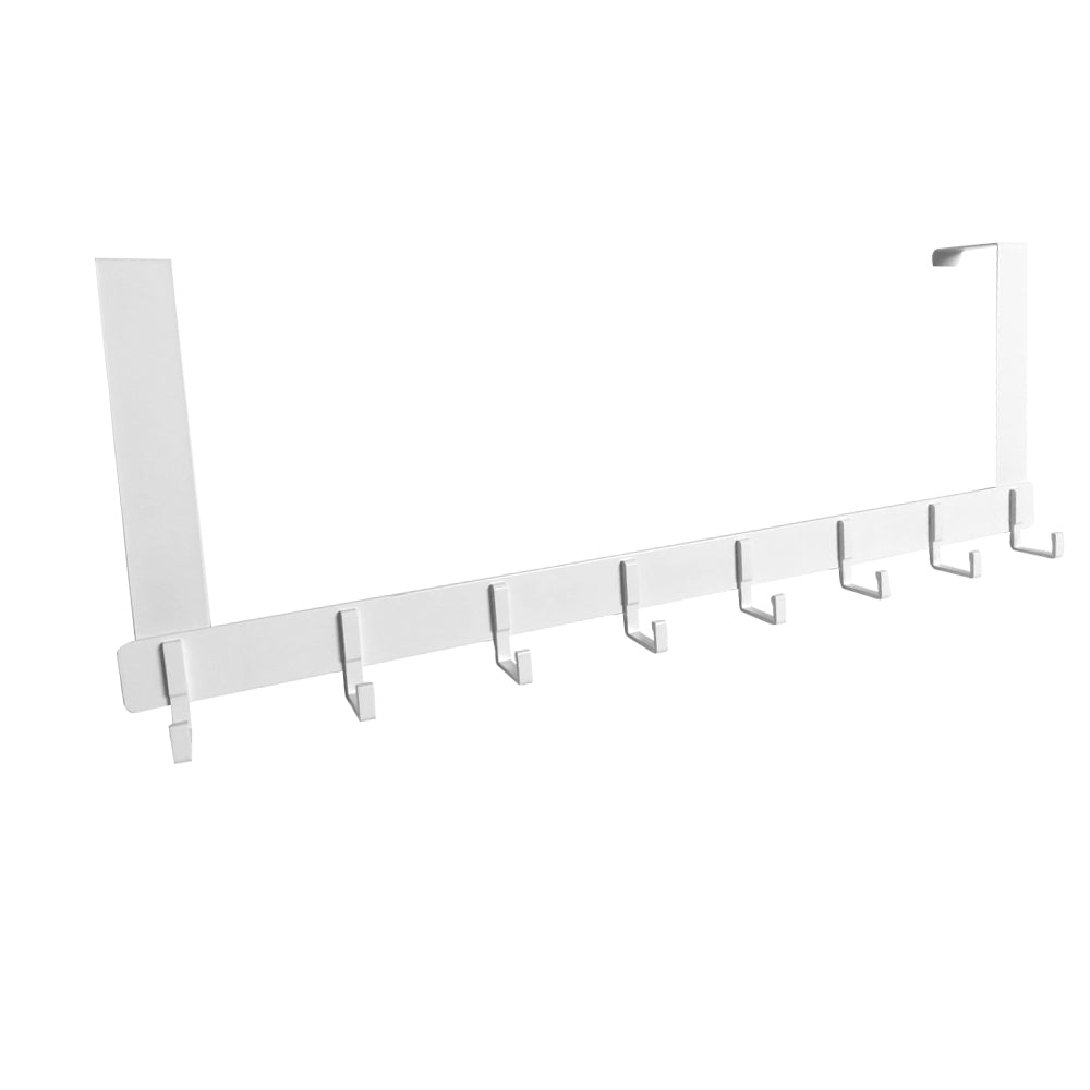 Over The Door 8 Hooks Hanger Racks Organizer Clothes Storage Towel Coat Rack - White