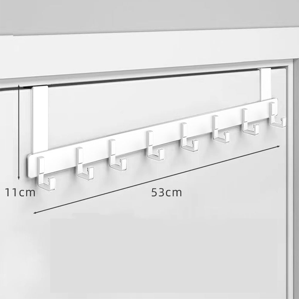 Over The Door 8 Hooks Hanger Racks Organizer Clothes Storage Towel Coat Rack - White