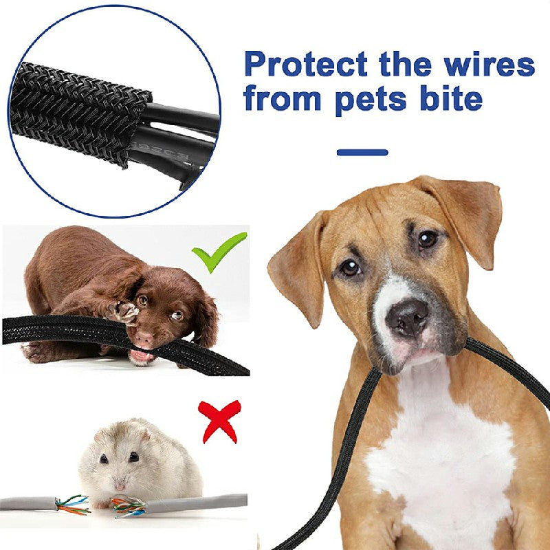 120cm Cable Tidy Zip Sleeve for PC/TV Wire Management Organisers Cable Cover Protector - Black