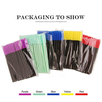 50PCS Disposable Eyelashes Brushes Silicone Wands Lashes Makeup Mascara Brushes - Purple