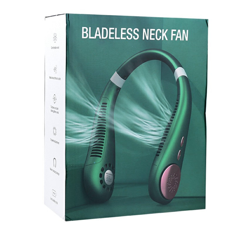 Neckband Bladeless Lazy Fan Neck Hanging Cooler USB Rechargeable 2400mAh with Lights - Pink