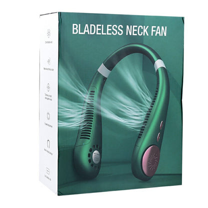 Neckband Bladeless Lazy Fan Neck Hanging Cooler USB Rechargeable 2400mAh with Lights - Pink