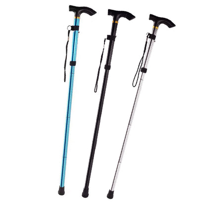 Easy Fold Walking Stick Extendable Walking Cane Walking Aid Sticks for Elderly Men Women - Silver
