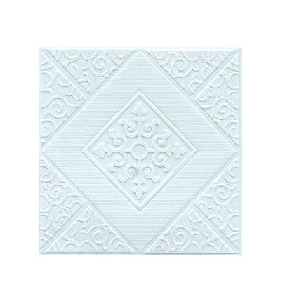 10pcs 3D Tile Brick Wall Sticker Waterproof Foam Panel Self-adhesive Wallpaper - White Pineapple Grid