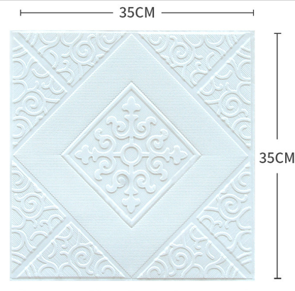 10pcs 3D Tile Brick Wall Sticker Waterproof Foam Panel Self-adhesive Wallpaper - White Pineapple Grid