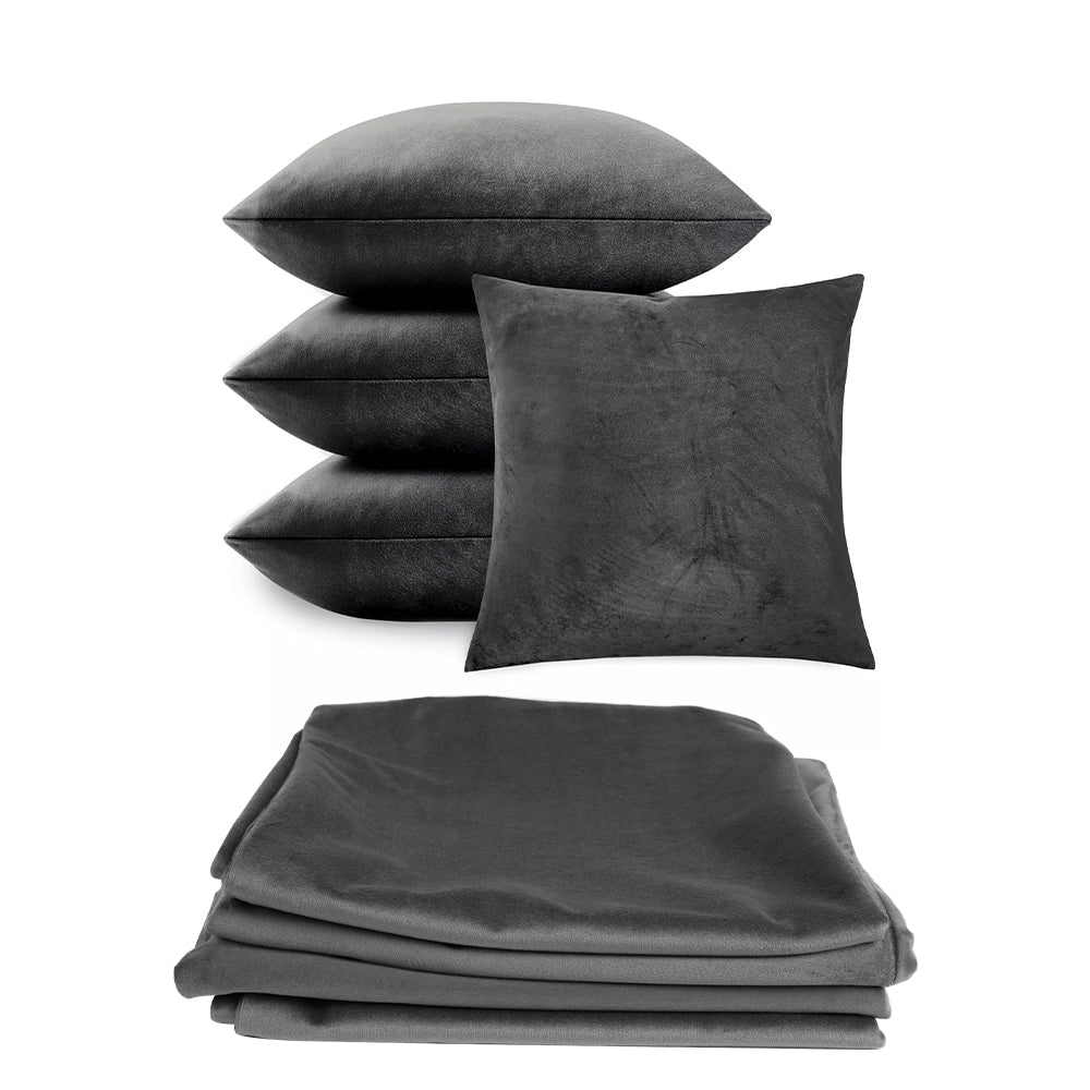 4 Pack Velvet Cushion Cover Square Pillow Decor Bed Sofa Cushion Cover 45x45cm - Light Grey