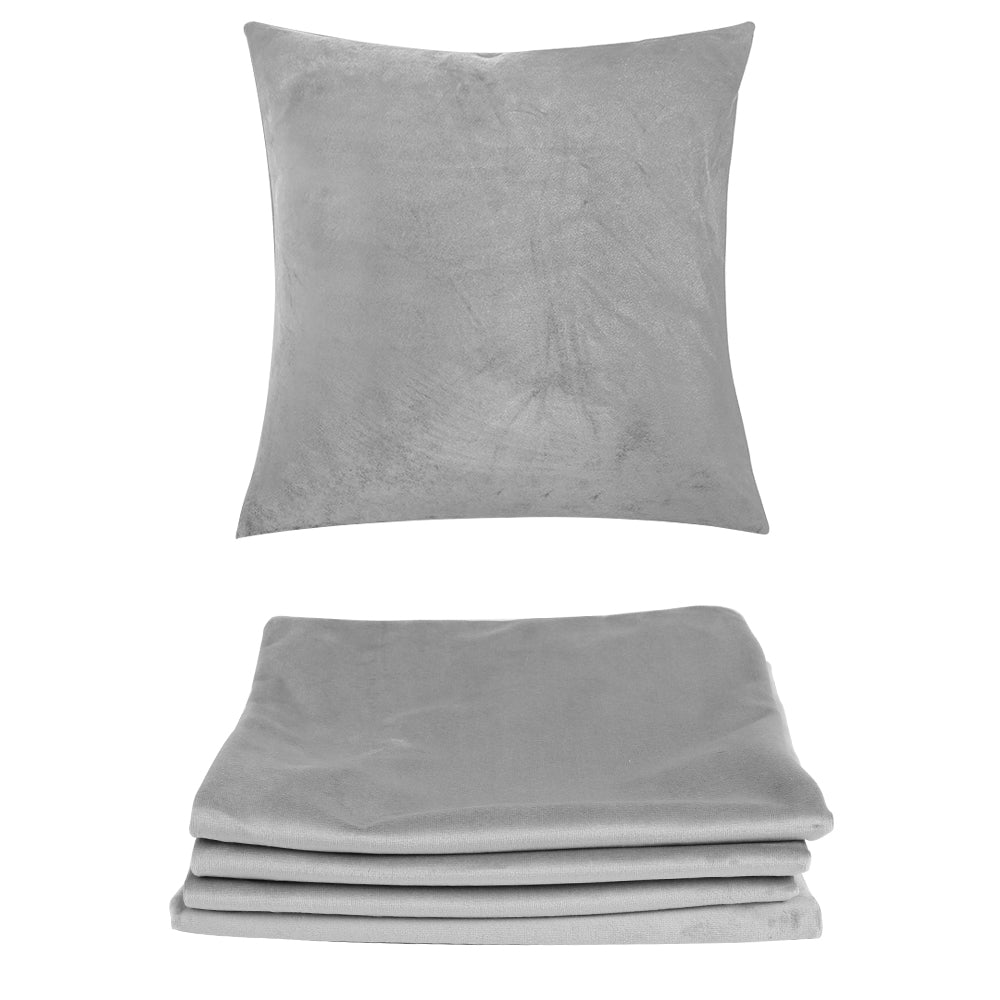 4 Pack Velvet Cushion Cover Square Pillow Decor Bed Sofa Cushion Cover 45x45cm - Light Grey