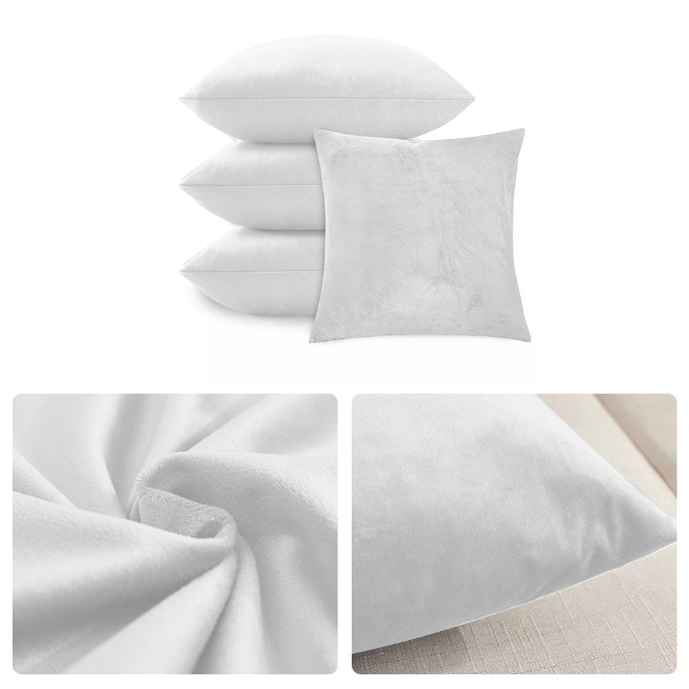4 Pack Velvet Cushion Cover Square Pillow Decor Bed Sofa Cushion Cover 45x45cm - Light Grey