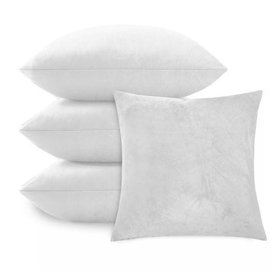 4 Pack Velvet Cushion Cover Square Pillow Decor Bed Sofa Cushion Cover 45x45cm - Silver