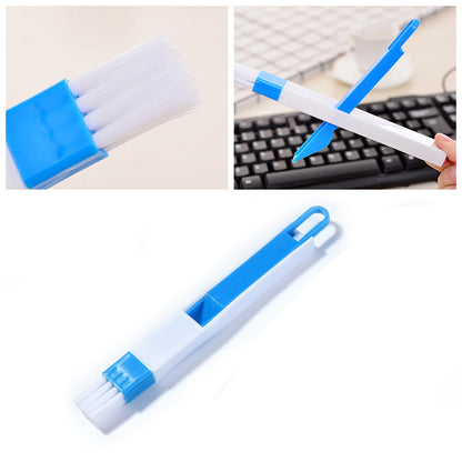 Small Cleaning Brush Household Dustpan Brush Clean Sliding Door Vents Keyboard - Blue