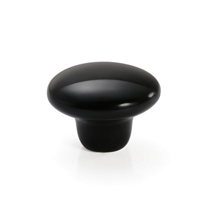 38mm Ceramic Single Hole Cupboard Handles Drawer Pulls Kitchen Cabinet Knobs - Black