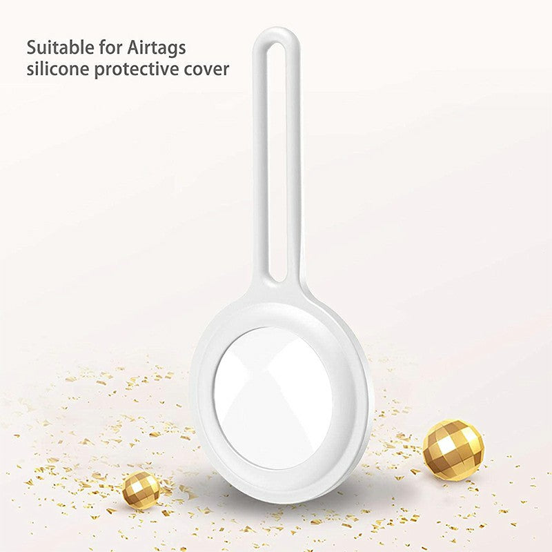 Air Tag Silicone Loop Holder Keyring Carry Case for Apple - White